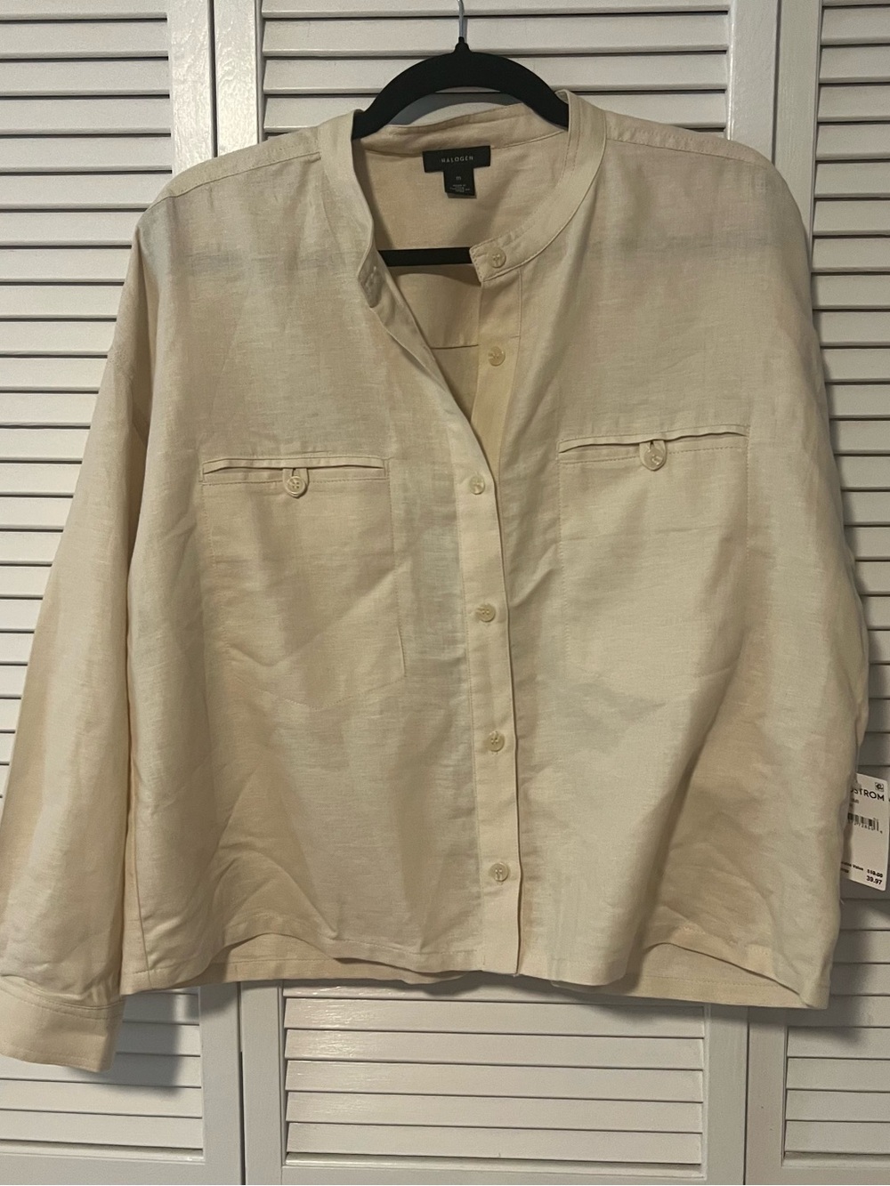 Nordstrom Cream Button-Down Crop Blouse/Jacket-SUPER LIGHTWEIGHT